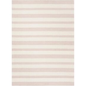 SAFAVIEH Kids Collection Area Rug - 8' x 10', Pink & Ivory, Handmade Stripe Wool, Ideal for High Traffic Areas in Living Room, Bedroom (SFK915P)