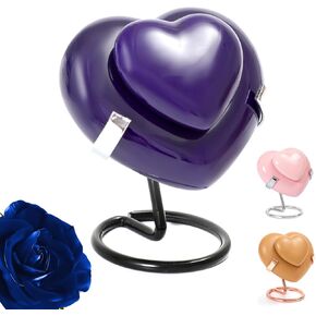 Mini Urn for Human Ashes, Handcrafted Heart Urn for Human Ashes, Memorial Cremation Keepsake Urn for Human Ashes, Made of Ceramic and Metal