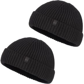 2 Pack Fisherman Beanie Winter Trawler Beanie Fashion Watch Hat Regular Skull Cap for Men Women