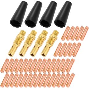 48 Pcs Flux Core Gasless Nozzle Tips Kit KP1939-1, 0.035" (0.9mm) Flux Core Welding Gun Welder Mig Contact Tips Gasless Nozzle Gas Diffusers, Compatible with Lincoln Magnum 100L & Weld-Pak MIG Welder