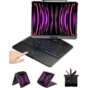 Tablet Touch Keyboard Case for iPad Pro 13"(M4),Trackpad & Backlight & 360° Rotatable & Light and Slim Buletooth Keyboard Case only for iPad Pro 13"(M4) 2024,Transparent Black