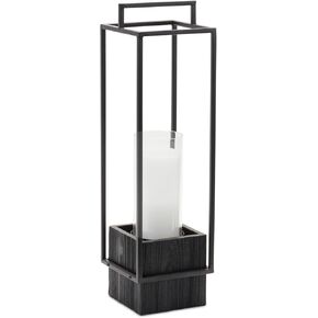 Melrose Decorative Candle Holder, 20"H, Wood and Iron, Tabletop Holiday Decoration