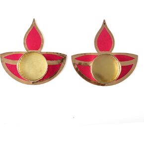 Handcrafted T Light Holder Tealight Candle Stand T-Light Holder Decorative Lighting Accessories for Home Festival Party Décor Decoration and Gifting (Pink - Set of 2)