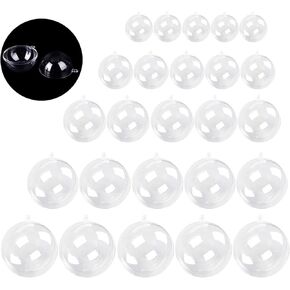 25PCS Plastic Christmas Ball Ornaments, Clear Shatterproof Xmas Tree Balls, Hanging Ornament for Home Decoration