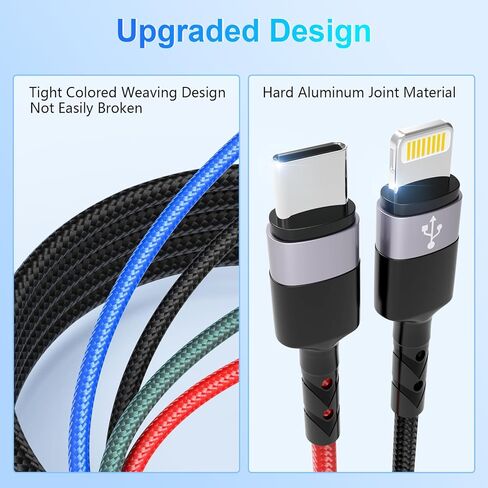 3in1 Multi USB C Cable for Apple Watch Charger, Nylon Braided 6FT USB C to 60w Type C +27W Lightning Charging Cable with iWatch Ultra/SE/9/8/7/6/5/4 & iPhone 15/14/13/Galaxy S23/S22,Travel Essentials in Saudi Arabia