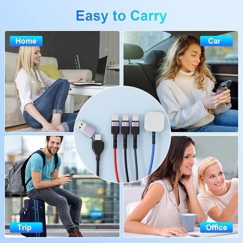 3in1 Multi USB C Cable for Apple Watch Charger, Nylon Braided 6FT USB C to 60w Type C +27W Lightning Charging Cable with iWatch Ultra/SE/9/8/7/6/5/4 & iPhone 15/14/13/Galaxy S23/S22,Travel Essentials in Saudi Arabia