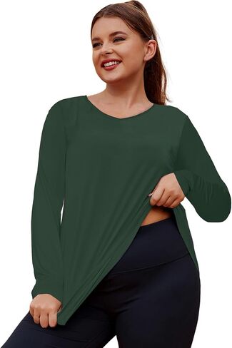 قمصان LALAGEN النسائية بعامل حماية من أشعة الشمس 50+، مقاس كبير، أكمام طويلة للحماية من الأشعة فوق البنفسجية، قمصان رياضية سريعة الجفاف للمشي لمسافات طويلة in Saudi Arabia