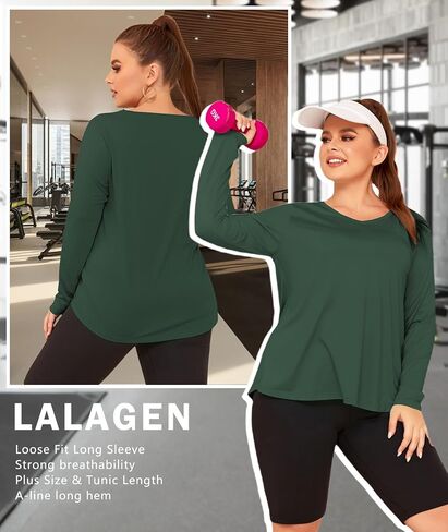 قمصان LALAGEN النسائية بعامل حماية من أشعة الشمس 50+، مقاس كبير، أكمام طويلة للحماية من الأشعة فوق البنفسجية، قمصان رياضية سريعة الجفاف للمشي لمسافات طويلة in Saudi Arabia