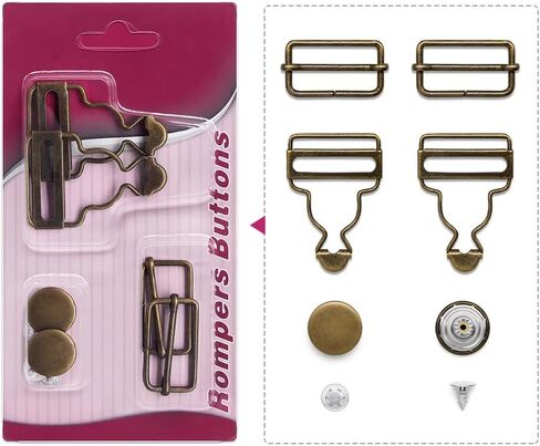 أبازيم SEMINI الشاملة مع أزرار بدون خياطة حمالة نحاسية بديلة أبازيم لملابس المريله والسراويل الجينز in Kuwait