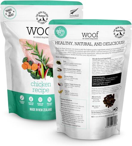 Woof - طعام الكلاب المجفف بالهواء، أغطية طعام الكلاب للأغذية الجافة، نسبة عالية من البروتين، طعام طبيعي للكلاب، وصفة طعام جاف للكلاب بمكونات محدودة، دجاج، 26.5 أونصة in Saudi Arabia