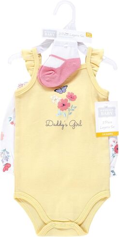 Hudson Baby Unisex Baby Bodysuit, Short and Sock, Sweet Peach, 0-3 Months in Saudi Arabia