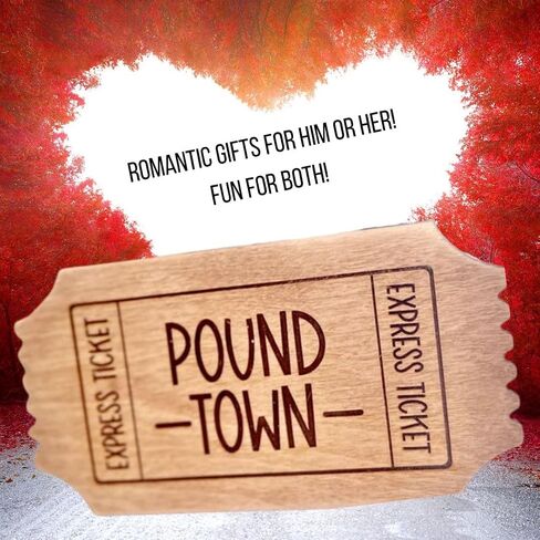 Urbalabs تذكرة سريعة إلى Pound Town Wood Wood محفورة بالليزر هدية للأزواج المضحكة مقاس 6 × 3.5 بوصة ديكور عيد الحب الخشبي البسيط لغرفة النوم لوحة منحوتة خشبية ديكور الحب منقوش بالليزر صنع في الولايات المتحدة الأمريكية in Saudi Arabia
