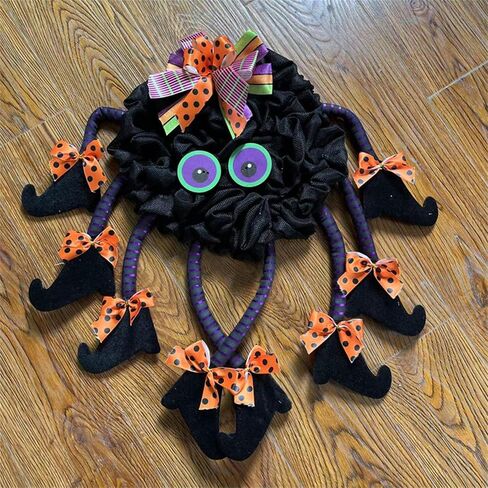 Halloween Wreath Decor, Big Size Wreaths Spider with Legs, Front Door Decoration haning Sign decortions Wreaths Halloween Ornament in Saudi Arabia