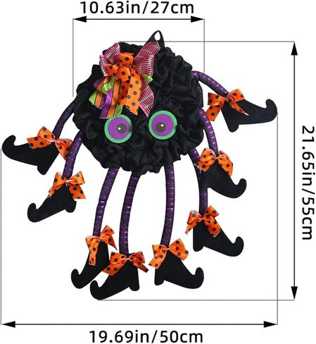 Halloween Wreath Decor, Big Size Wreaths Spider with Legs, Front Door Decoration haning Sign decortions Wreaths Halloween Ornament in Saudi Arabia
