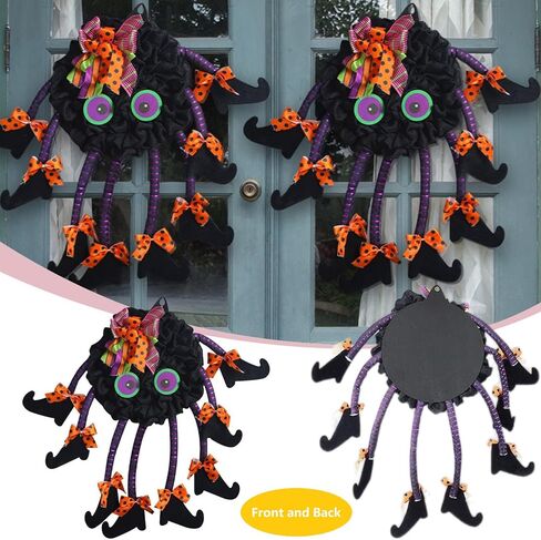 Halloween Wreath Decor, Big Size Wreaths Spider with Legs, Front Door Decoration haning Sign decortions Wreaths Halloween Ornament in Saudi Arabia