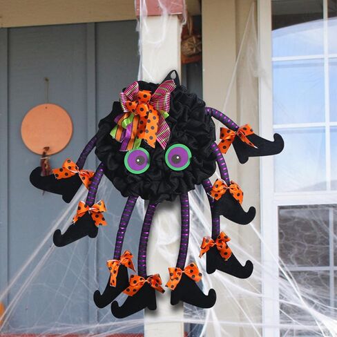 Halloween Wreath Decor, Big Size Wreaths Spider with Legs, Front Door Decoration haning Sign decortions Wreaths Halloween Ornament in Saudi Arabia