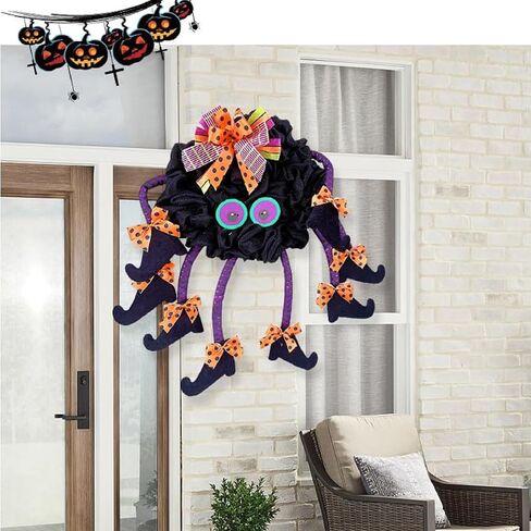 Halloween Wreath Decor, Big Size Wreaths Spider with Legs, Front Door Decoration haning Sign decortions Wreaths Halloween Ornament in Saudi Arabia