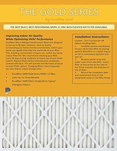 Gold 18x30x1 (17.5 x 29.5) (MERV 11) 1-Inch Filter (4 Pack) in Saudi Arabia