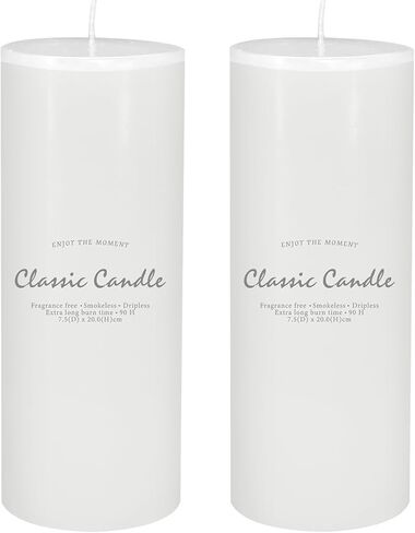 2 Pack 3x8 Hand Poured White Dripless Pillar Candles, Soy Candles, Non-Toxic, Unscented, Smokeless, for Power Outages & Emergency in Saudi Arabia