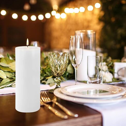 2 Pack 3x8 Hand Poured White Dripless Pillar Candles, Soy Candles, Non-Toxic, Unscented, Smokeless, for Power Outages & Emergency in Saudi Arabia