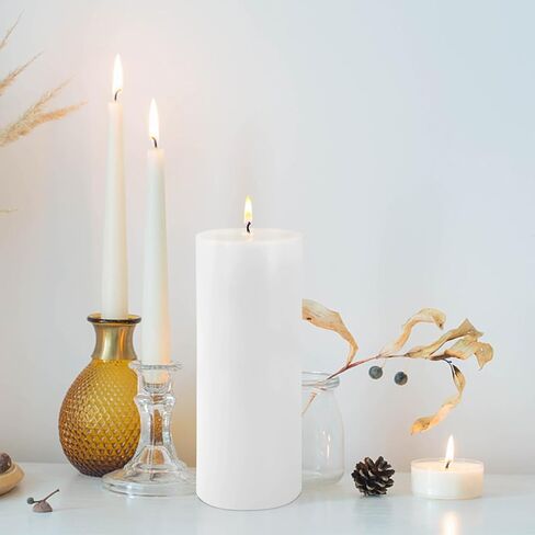 2 Pack 3x8 Hand Poured White Dripless Pillar Candles, Soy Candles, Non-Toxic, Unscented, Smokeless, for Power Outages & Emergency in Saudi Arabia