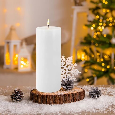 2 Pack 3x8 Hand Poured White Dripless Pillar Candles, Soy Candles, Non-Toxic, Unscented, Smokeless, for Power Outages & Emergency in Saudi Arabia