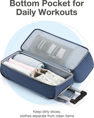 حقيبة دفل بعجلات من باغسمارت، حقيبة سفر كبيرة سعة 45 لترًا مع حجرة للأحذية، حقيبة ليلية لقضاء عطلة نهاية الأسبوع للسفر ورحلات العمل (أسود) in Kuwait