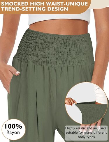 Women Linen Palazzo Pants Wide Leg Casual Pant Summer High Waist Lounge Pants 2024 Loose Baggy Beach Travel Clothes in Saudi Arabia