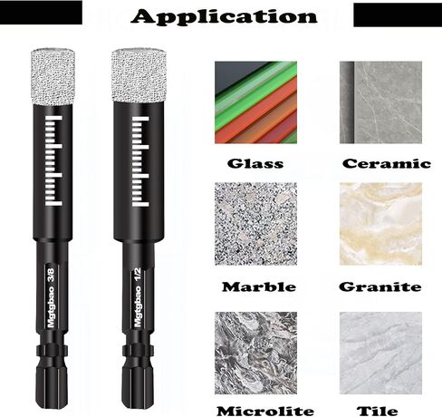 Mgtgbao 10PCS Green Dry Diamond Drill Bits Set, Tile Drill bit for Granite Marble Tile Ceramic Stone Glass Diamond Hole Saw Kit with Size 3/16,1/4, 5/16, 3/8, 1/2 in Kuwait