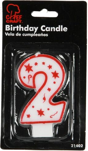 Chef Craft Classic Numeral Candle, Number 1, 3 Inch, White/Red in Saudi Arabia