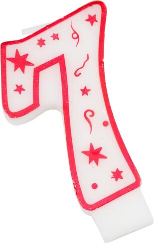 Chef Craft Classic Numeral Candle, Number 1, 3 Inch, White/Red in Saudi Arabia
