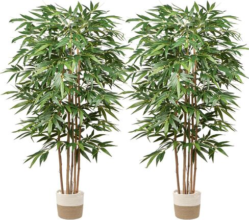 Artificial Bamboo Tree, 6 Feet Tall Decorative Bamboo Plants 72in Bamboo Silk Tree Large Fake Floor Plants for Living Room, Garden, Office Indoor/Outdoor Decor, 2 Pack in Kuwait
