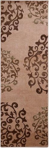 Superior Indoor Non-Slip Runner Rug, Floral Home Floor Decor for Bedroom, Living Room, Dining Room, Entryway, Kitchen, Office, Machine Washable Rugs, Amber Collection, 2' 7" x 6', Camel in Saudi Arabia