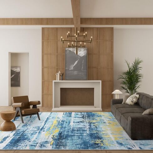 HOMBYS 5x7ft Thickened Memory Foam Area Rug for Living Room Bedroom, Large Soft Modern Floor Carpet for Indoor, Abstract Home Deco Non-Shedding, Grey, Machine Washable in Saudi Arabia