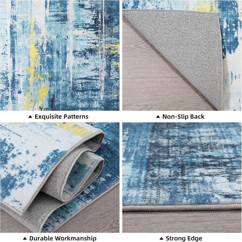 HOMBYS 5x7ft Thickened Memory Foam Area Rug for Living Room Bedroom, Large Soft Modern Floor Carpet for Indoor, Abstract Home Deco Non-Shedding, Grey, Machine Washable in Saudi Arabia