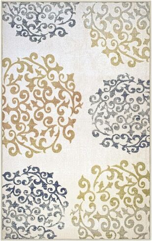 Superior Indoor Non-Slip Runner Rug, Floral Home Floor Decor for Bedroom, Living Room, Dining Room, Entryway, Kitchen, Office, Machine Washable Rugs, Amber Collection, 2' 7" x 6', Camel in Kuwait