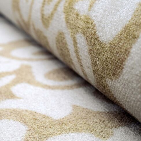 Superior Indoor Non-Slip Runner Rug, Floral Home Floor Decor for Bedroom, Living Room, Dining Room, Entryway, Kitchen, Office, Machine Washable Rugs, Amber Collection, 2' 7" x 6', Camel in Kuwait