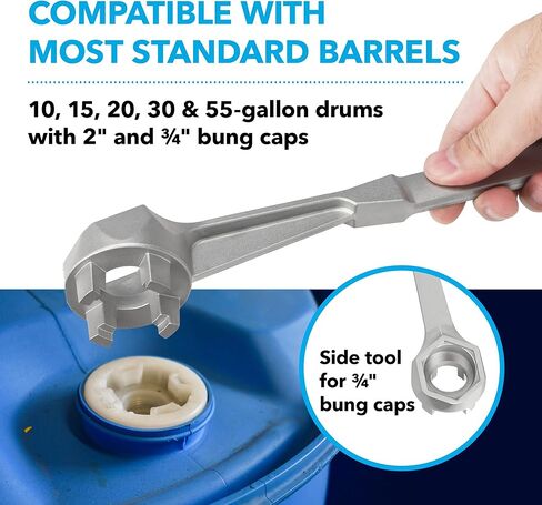 IMPRESA 3 عبوات من مفتاح طبلة الألومنيوم لفتح البراميل - مفتاح ربط غير شرارة - مناسب لأغطية بونج مقاس 2 بوصة وبعض 3/4 بوصة - مفتاح ربط أسطواني قوي وسلس وخفيف الوزن لطبول 10 و15 و20 و30 و55 جالون in Kuwait