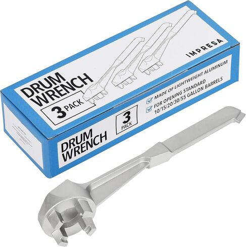 IMPRESA 3 عبوات من مفتاح طبلة الألومنيوم لفتح البراميل - مفتاح ربط غير شرارة - مناسب لأغطية بونج مقاس 2 بوصة وبعض 3/4 بوصة - مفتاح ربط أسطواني قوي وسلس وخفيف الوزن لطبول 10 و15 و20 و30 و55 جالون in Kuwait
