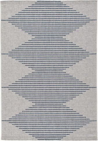 تصميم مميز من آشلي ألفيرنو 8 × 10 سجادة بتصميم هندسي حديث، أبيض وأزرق in Kuwait