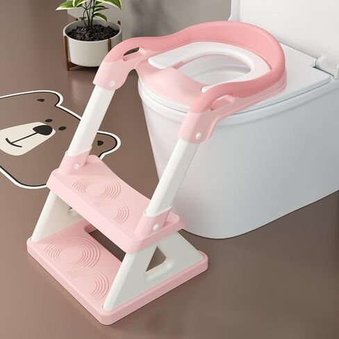 Potty Training Seat with Step Stool Ladder, Upgrade Triangular Stabilized Base 2-in-1 Toddler Toilet Seat with Splash Guard, Anti-Slip Pad, and Step Stool (Grey) in Saudi Arabia