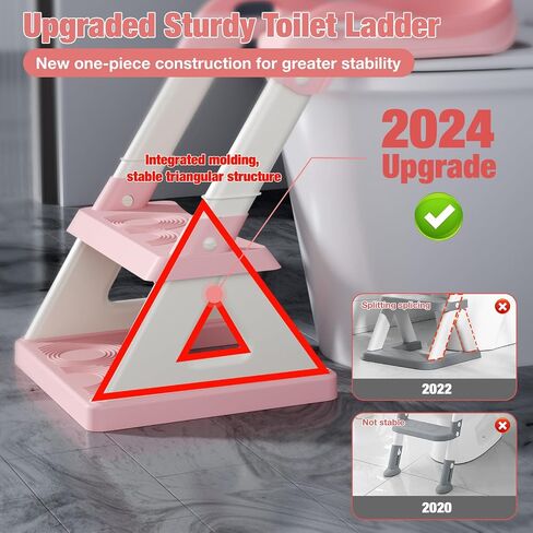 Potty Training Seat with Step Stool Ladder, Upgrade Triangular Stabilized Base 2-in-1 Toddler Toilet Seat with Splash Guard, Anti-Slip Pad, and Step Stool (Grey) in Saudi Arabia