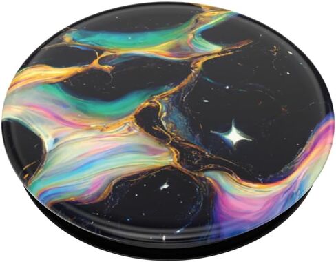 PopSockets Round Phone Grip Compatible with MagSafe, Adapter Ring for MagSafe Included, Phone Holder, Wireless Charging Compatible - Rainbow Glass in Saudi Arabia