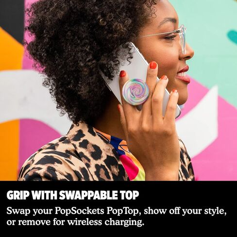 PopSockets Round Phone Grip Compatible with MagSafe, Adapter Ring for MagSafe Included, Phone Holder, Wireless Charging Compatible - Rainbow Glass in Saudi Arabia