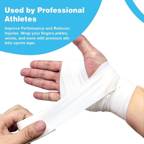 Athletic Tape Athletic & Medical Trainers & First Aid Tape for Injuries Wrist Ankle Finger Tape Easy to Tear & No Sticky Residue (White) (BK1.5in*10yd*4rolls) in Saudi Arabia