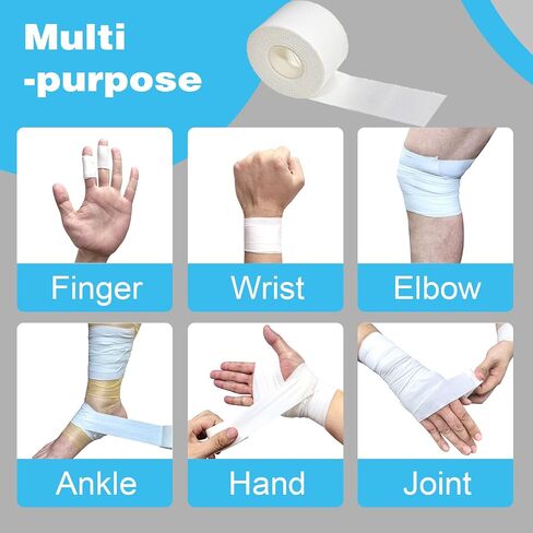 Athletic Tape Athletic & Medical Trainers & First Aid Tape for Injuries Wrist Ankle Finger Tape Easy to Tear & No Sticky Residue (White) (BK1.5in*10yd*4rolls) in Saudi Arabia