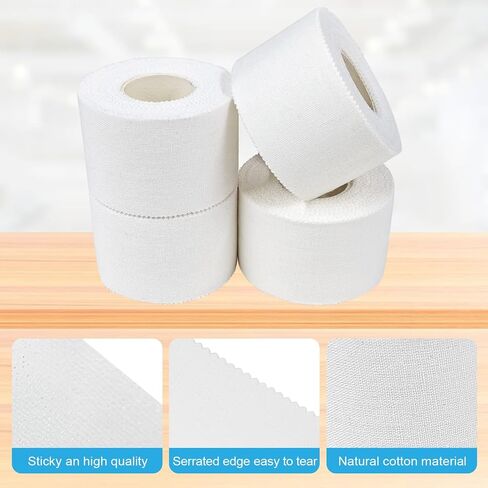 Athletic Tape Athletic & Medical Trainers & First Aid Tape for Injuries Wrist Ankle Finger Tape Easy to Tear & No Sticky Residue (White) (BK1.5in*10yd*4rolls) in Saudi Arabia