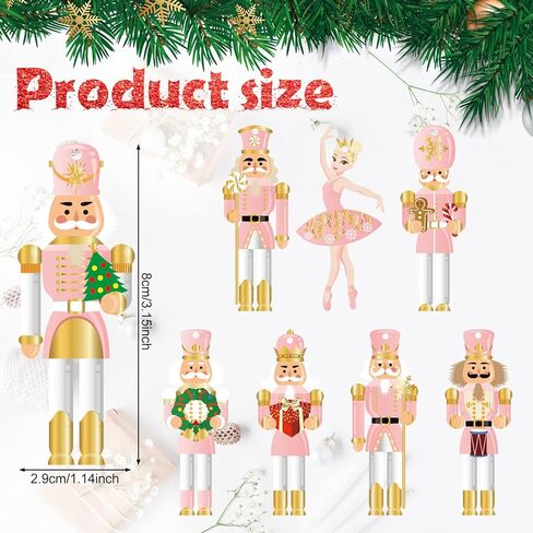 Woanger 24 Pcs Christmas Nutcrackers Hanging Tree Ornaments Wooden King and Soldier Nutcracker Ornaments Small Wooden Nutcrackers and Ballerina Ornament for Christmas Tree Decoration(Classic) in Kuwait