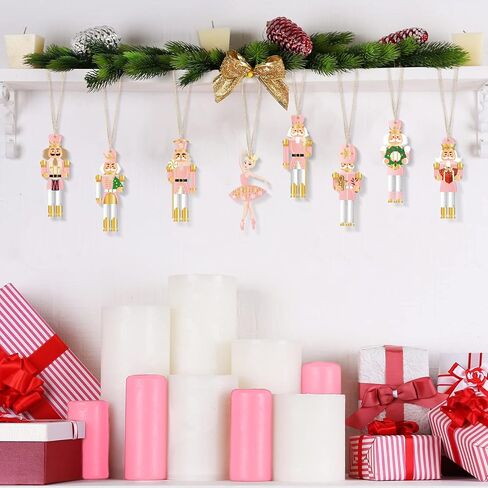 Woanger 24 Pcs Christmas Nutcrackers Hanging Tree Ornaments Wooden King and Soldier Nutcracker Ornaments Small Wooden Nutcrackers and Ballerina Ornament for Christmas Tree Decoration(Classic) in Kuwait