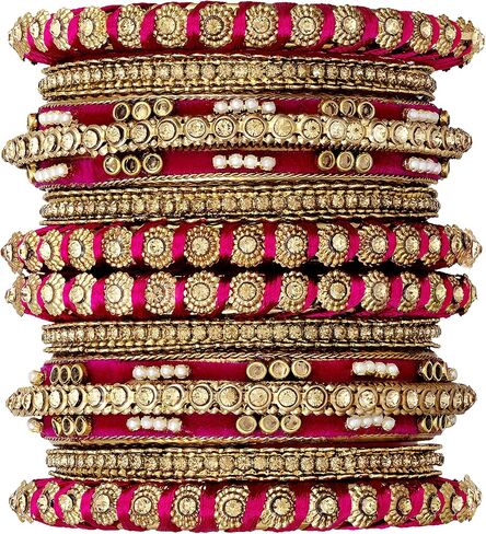Aheli Wedding Party Designer Faux Stone Studded Bridal Bangle Set Chuda with Hangings Indian Traditional Bangles Ethnic Fashion Jewelry for Women Blue in Saudi Arabia